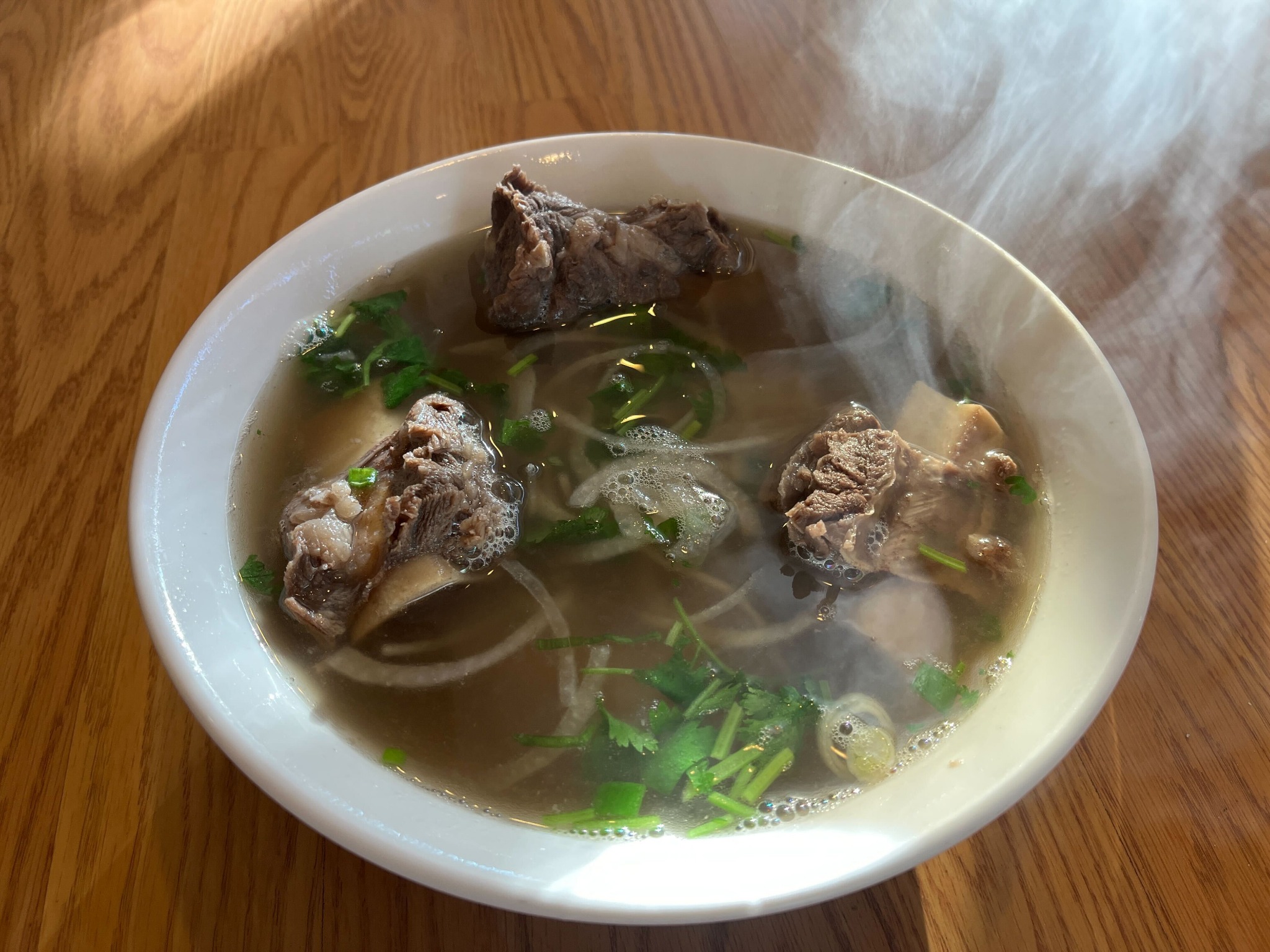 Steaming hot bowl of pho